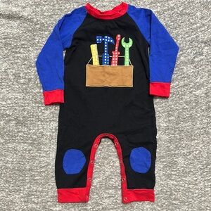 EUC baby boys toolbox appliqué one piece size 9mo